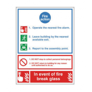 Fire Action Notice “In Event Of Fire Break Glass” - Rigid (150mm x 200mm) FAN1R